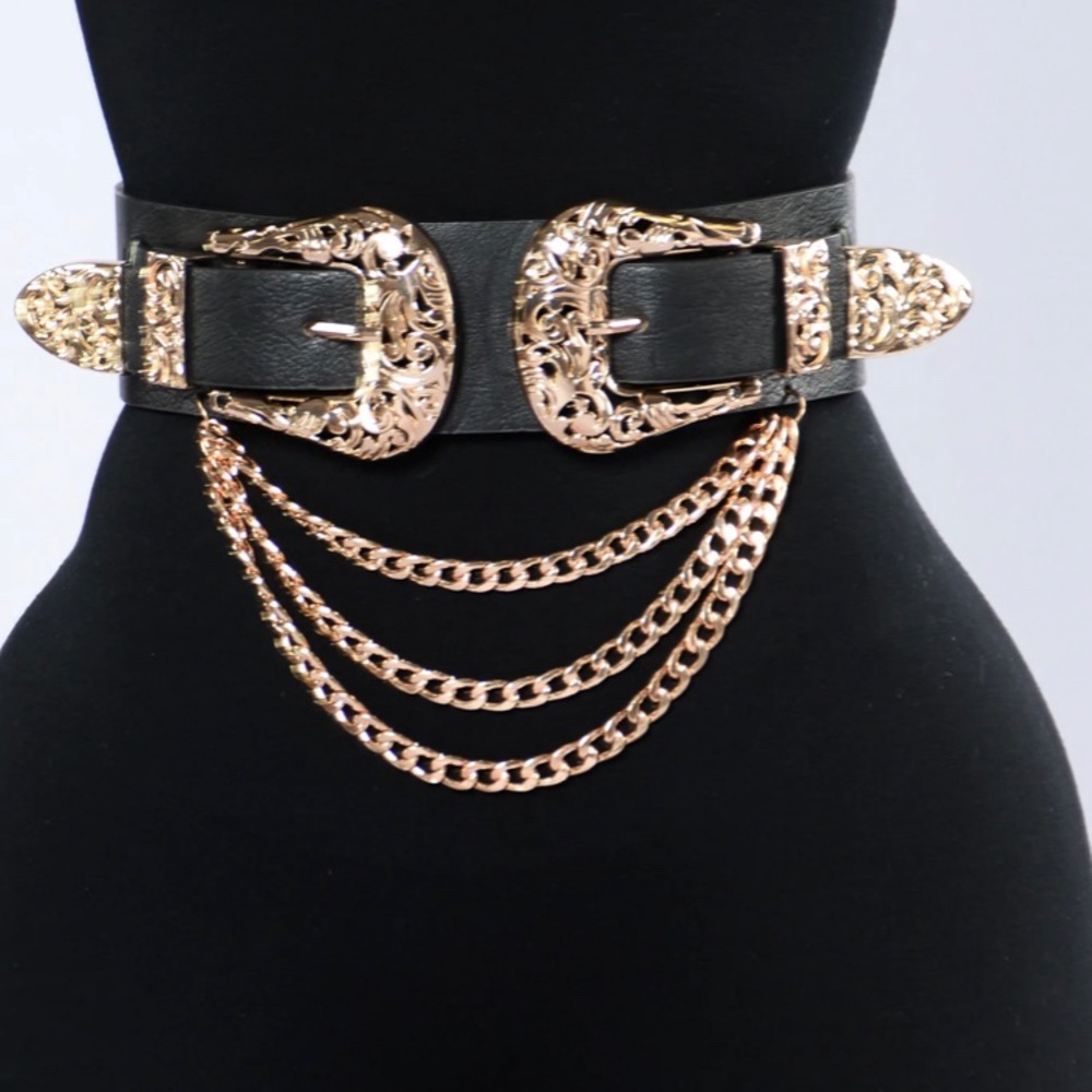 Black and gold chain link belt